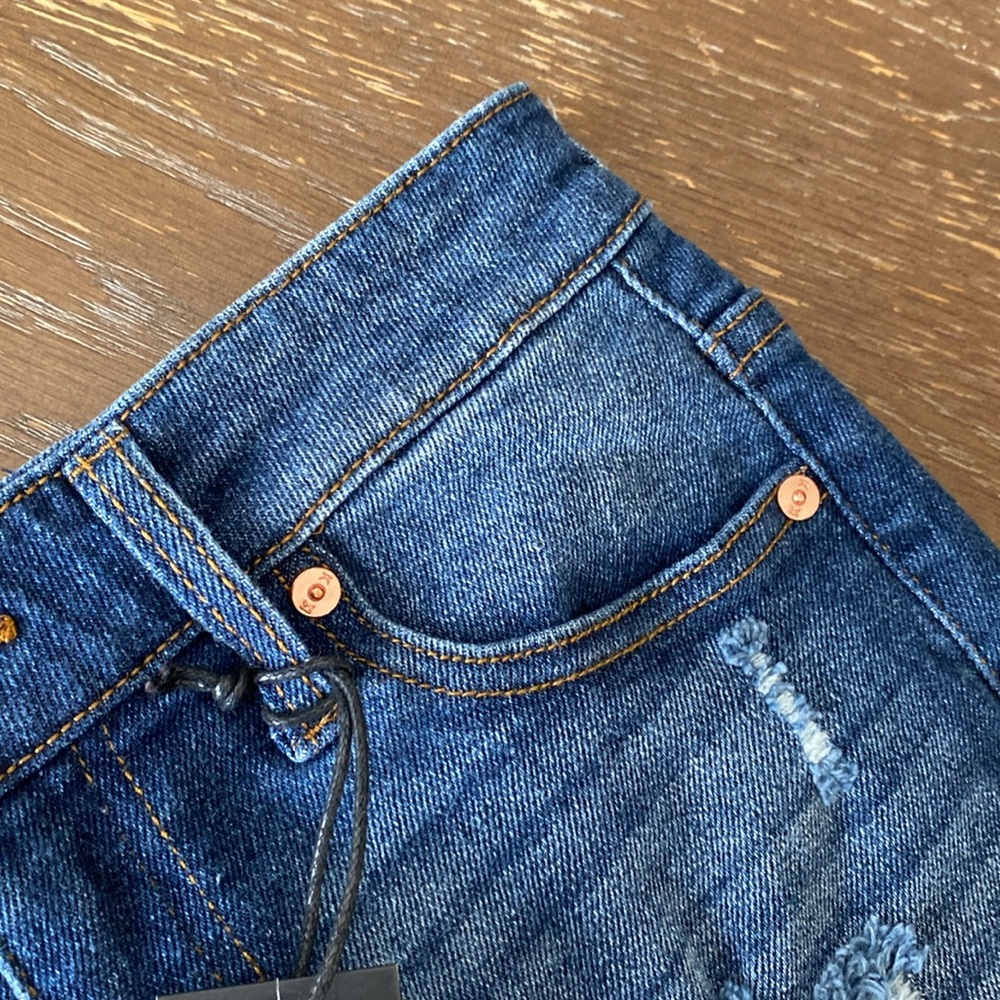 KENDAL & KYLIE The drifter high rise Distress Dark Wash Women’s Shorts SIZE 1/25 - Picture 7 of 11